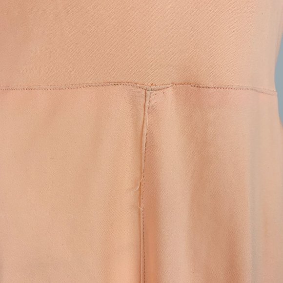 Vintage 70s Peach Dress Slip Handmade Lace Trim Lingerie - Picture 8 of 10